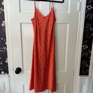 Floral Red Spaghetti Strap Dress